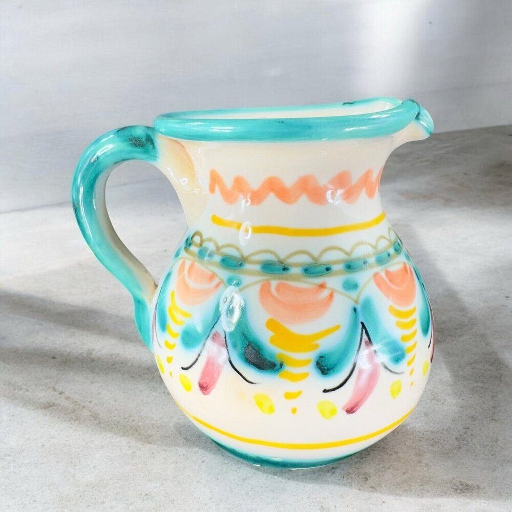 Vintage La Gartera Art Potter Jug Pitcher Toledo Spain signed Pottery Hand Made